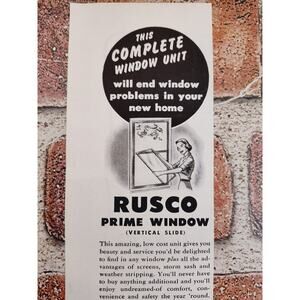 1950 Rustco Prime Window Cleveland Home Improvement Happy Housewife Vtg Print Ad